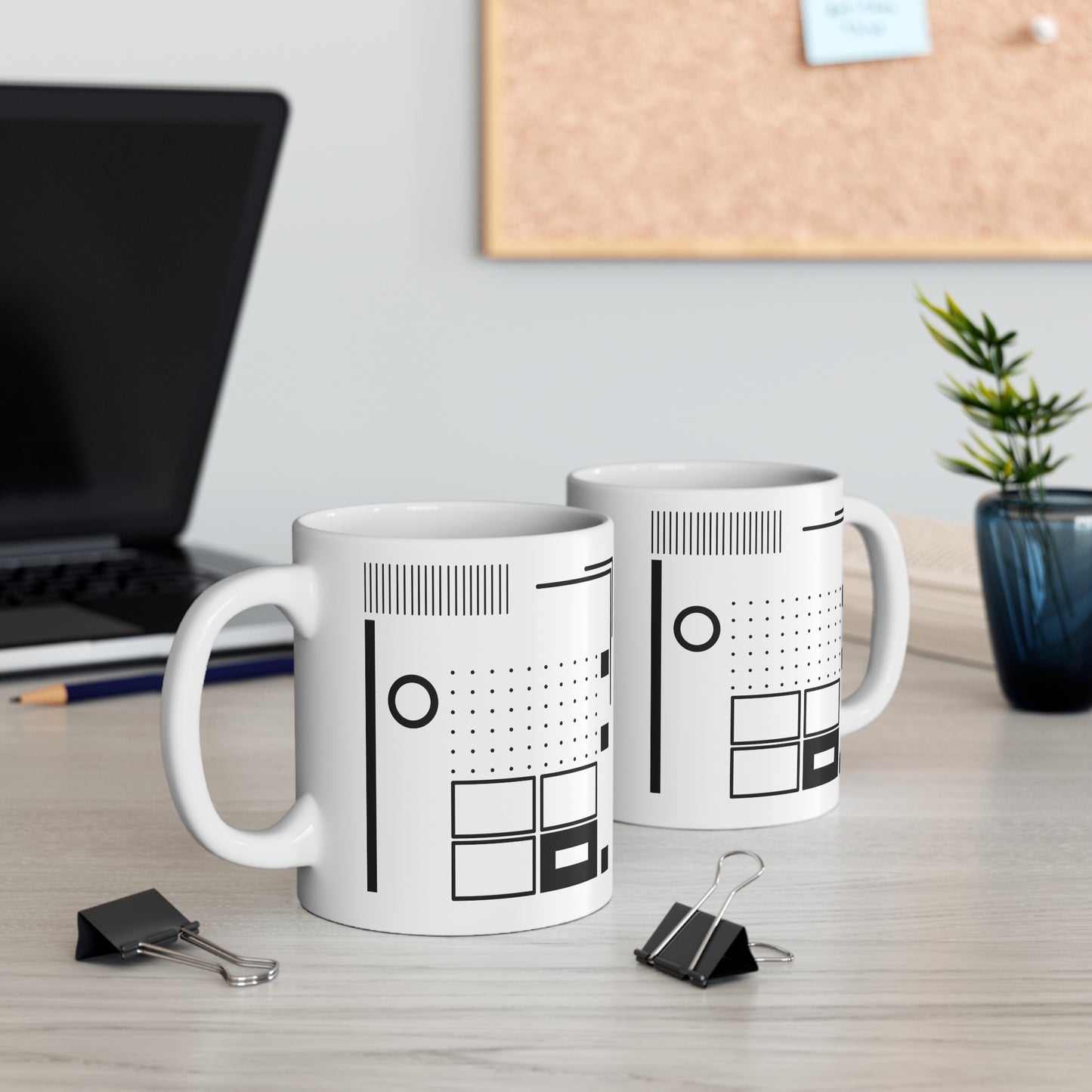 Offset Circle Mug | 11oz Ceramic Coffee Mug | Minimalist Black Abstract Line Art