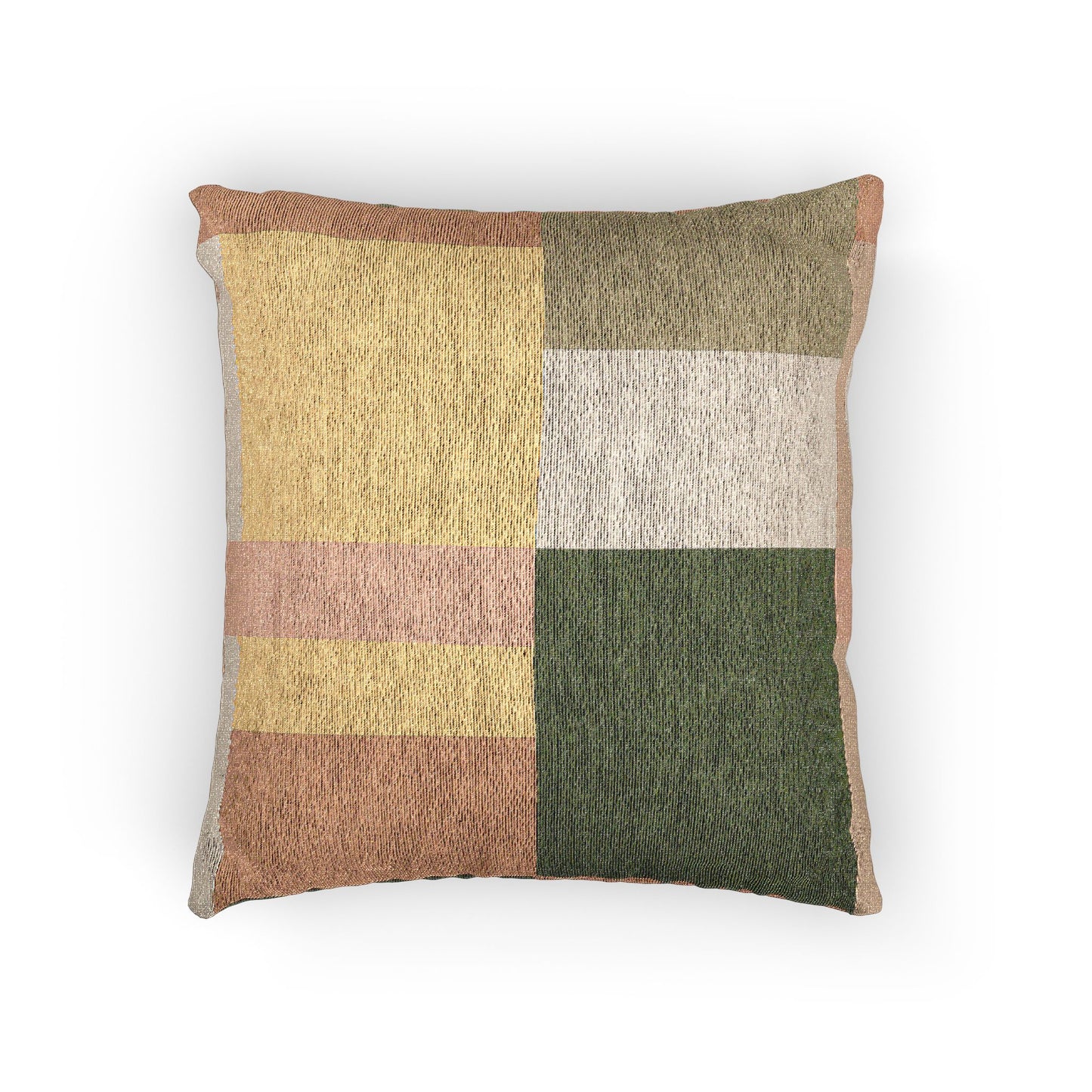 Earthy Geometric Block Throw Pillow – Woven Accent Cushion