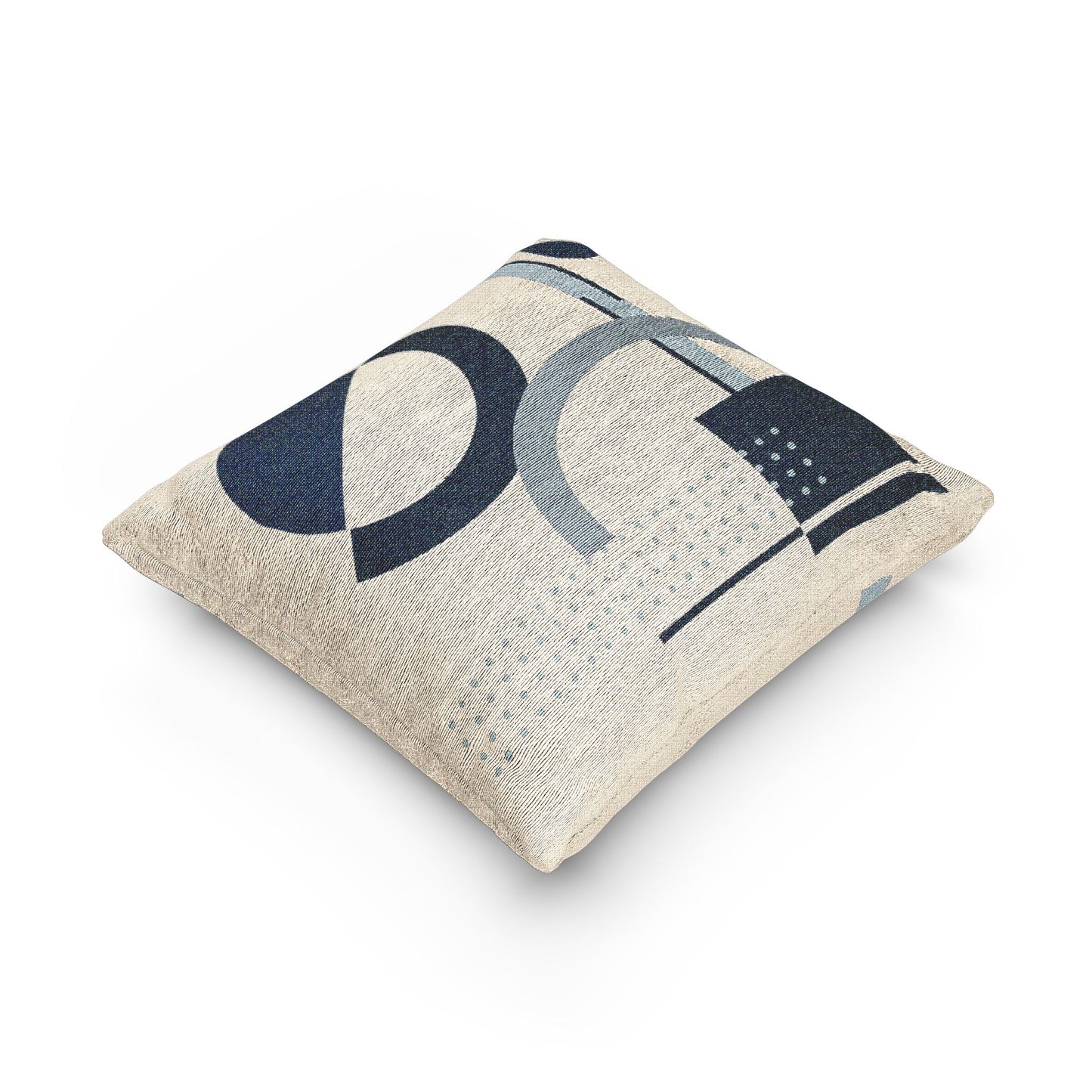 Orbital Signals Throw Pillow – Blue Geometry in Motion
