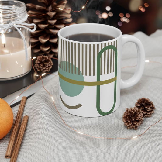 Olive Circle & Earth Tone Coffee Mug | 11 oz Mug