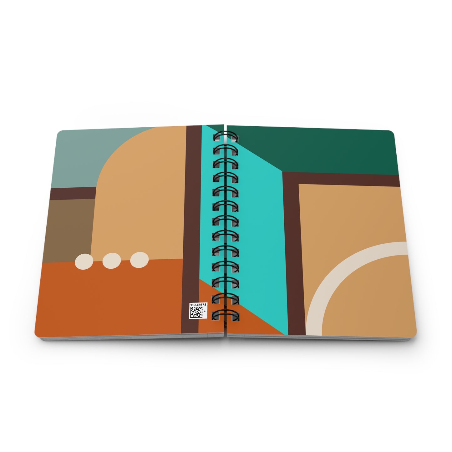 GeoCanvas Spiral Notebook – Teal & Terracotta Abstract