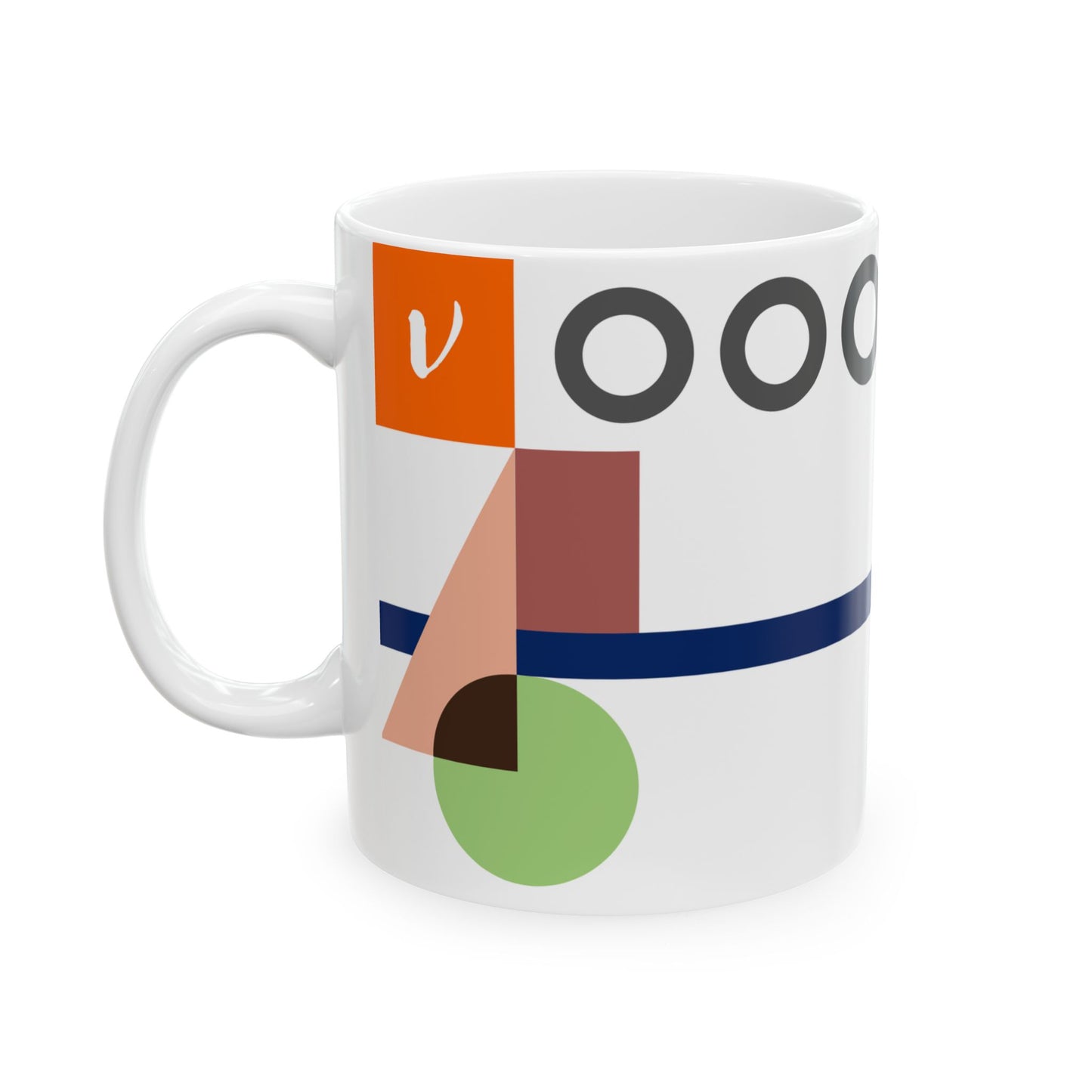 "V" Architectural Geometry Monogram Mug – Constructivist Artsy Workspace Design Cup | 11 oz Mug