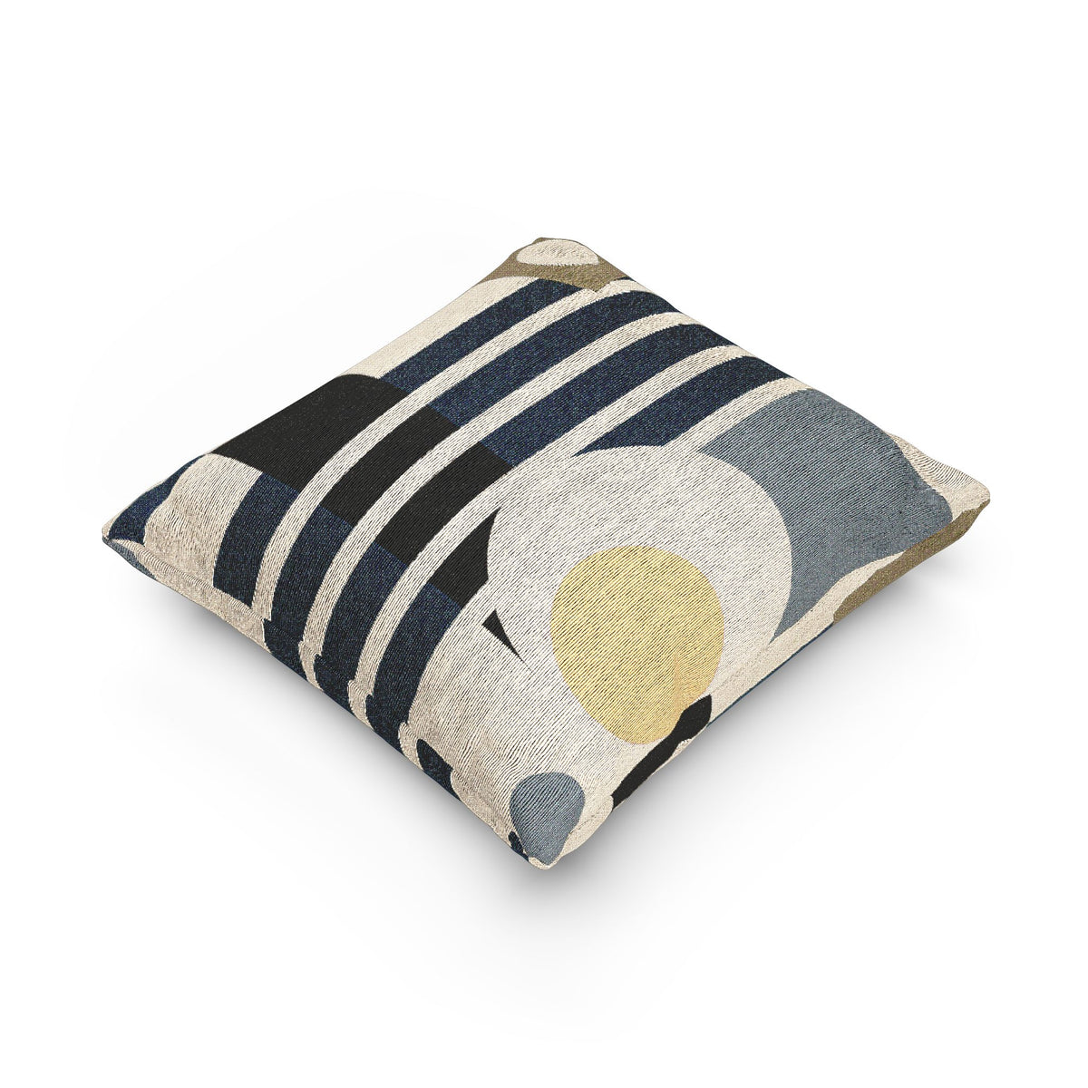 Navy & Neutral Geometric Throw Pillow – Modern Artistic Accent