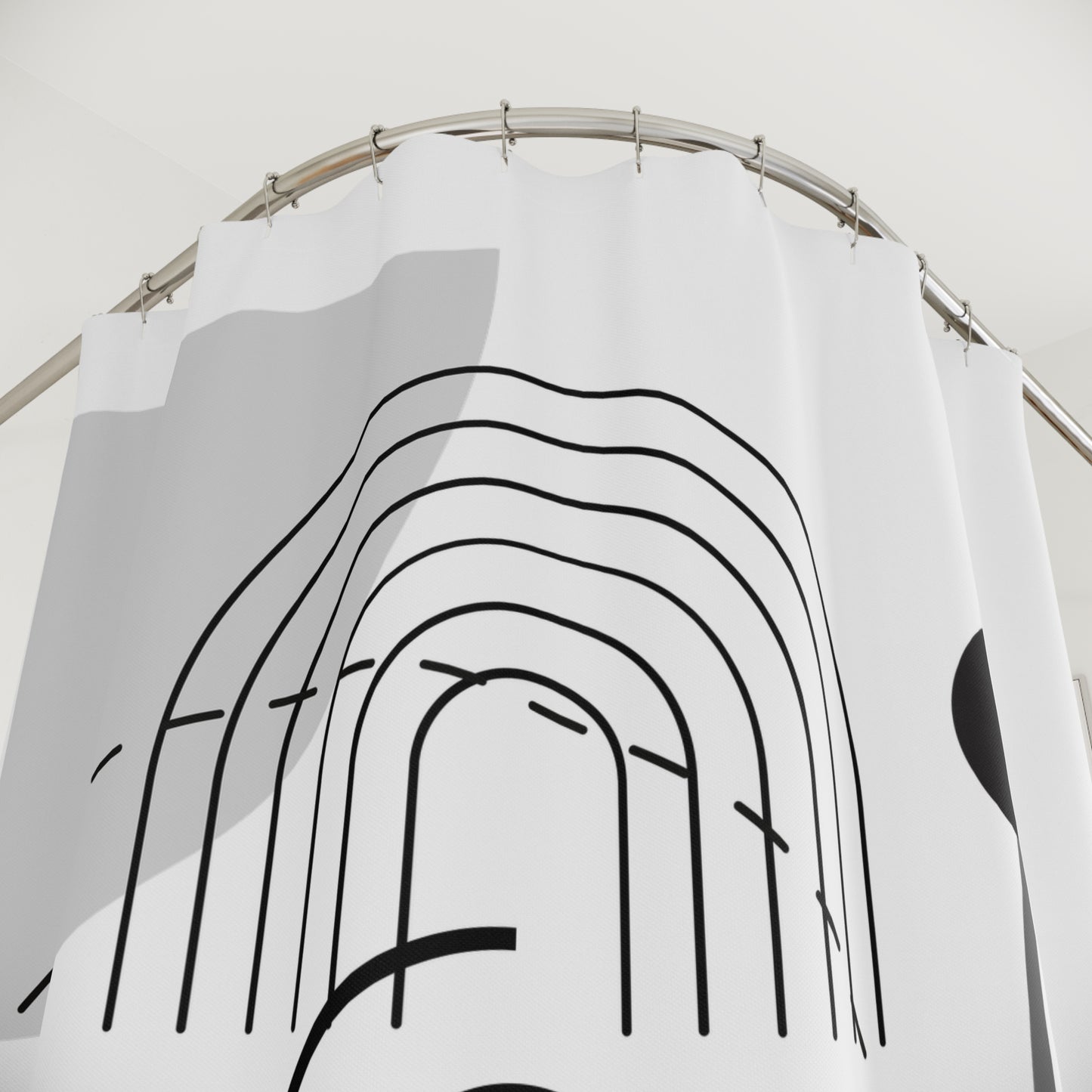 Abstract Modern Shower Curtain – Orbital Geometric Design