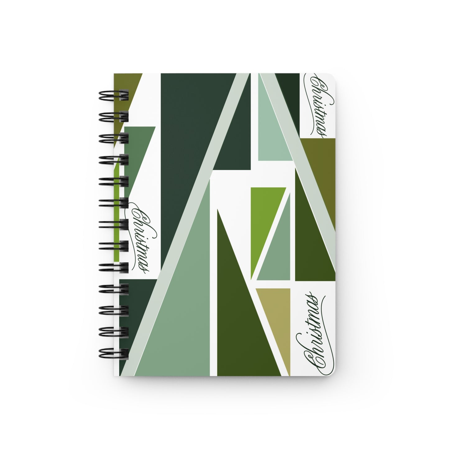 Mid-Century Modern Geometric Christmas Tree Spiral Notebook