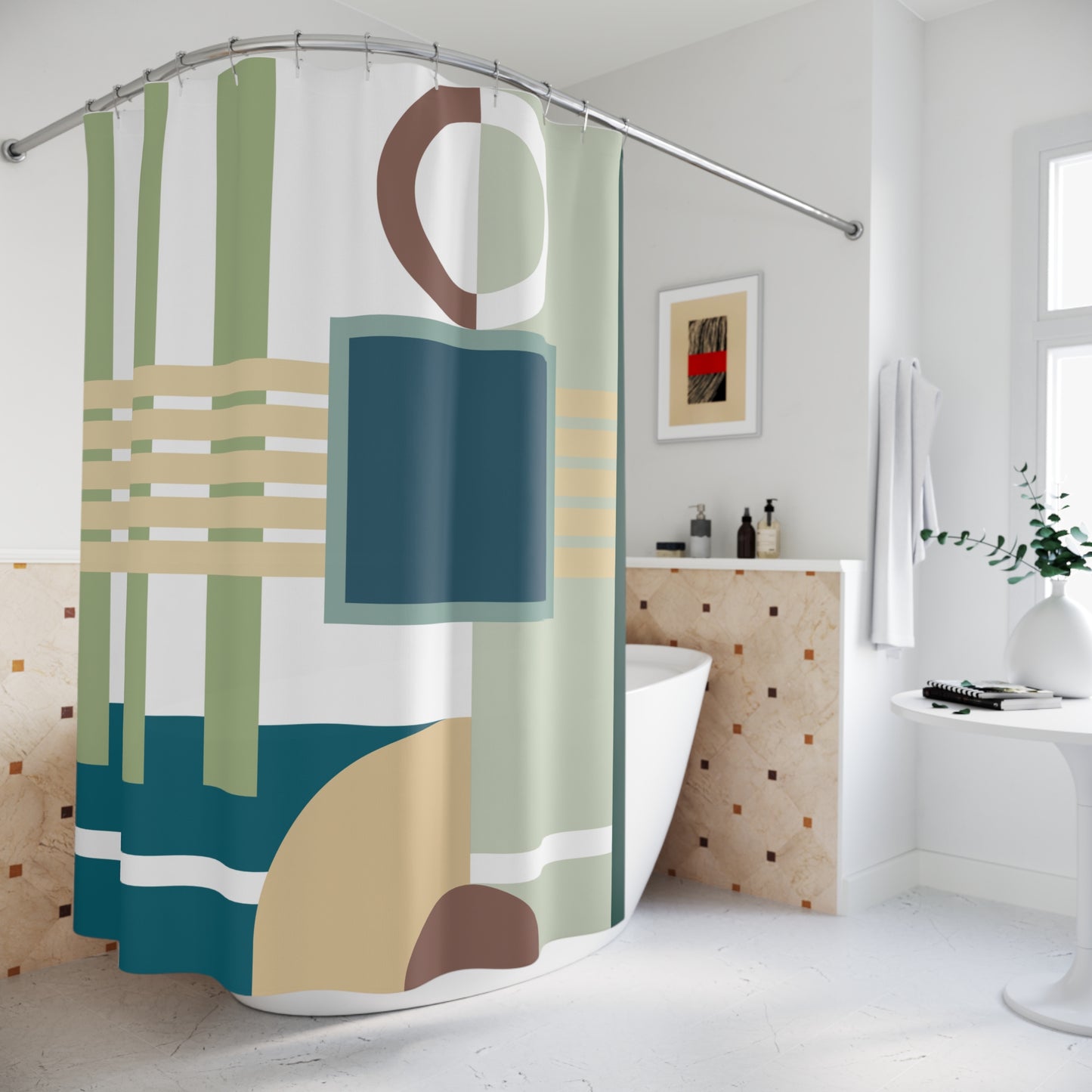 Cozy Modern Geometric Shower Curtain