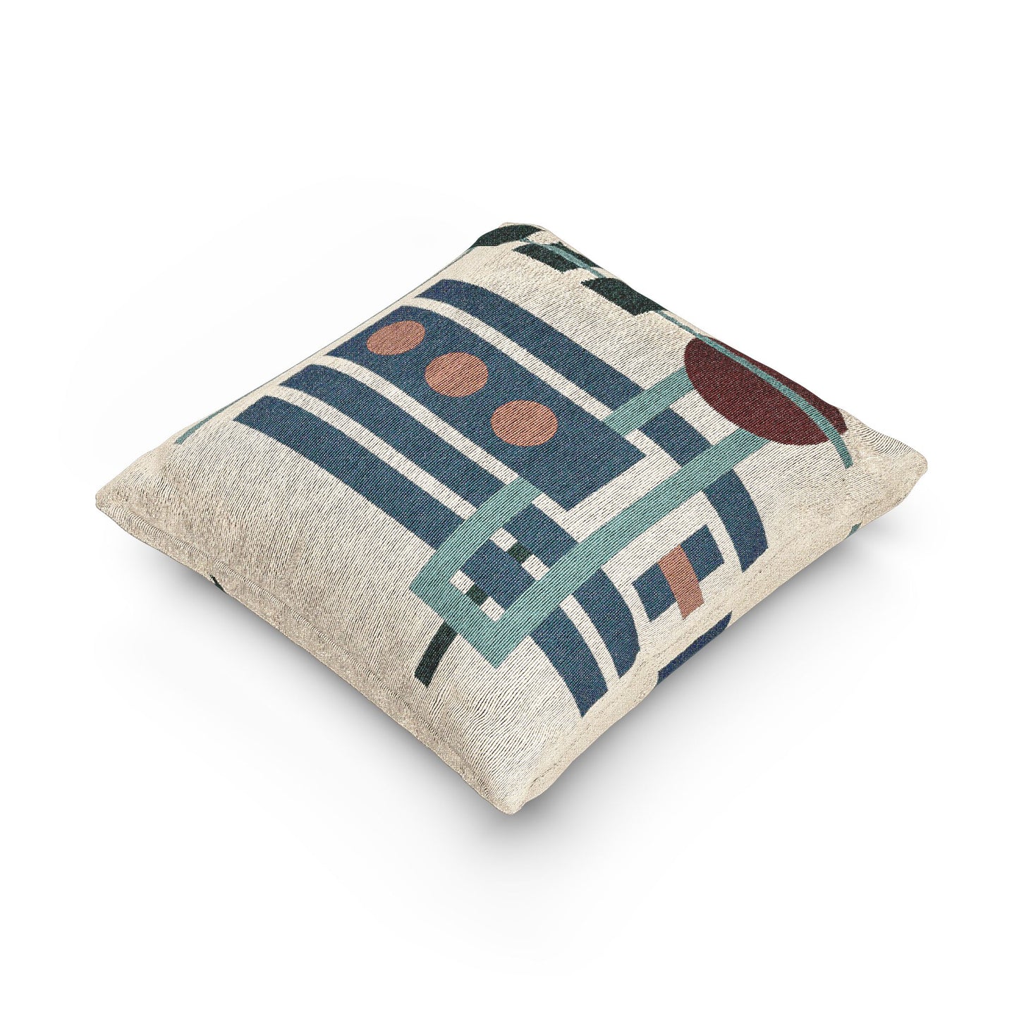 Signal Matrix Throw Pillow – Red, Teal & Pink Geometry