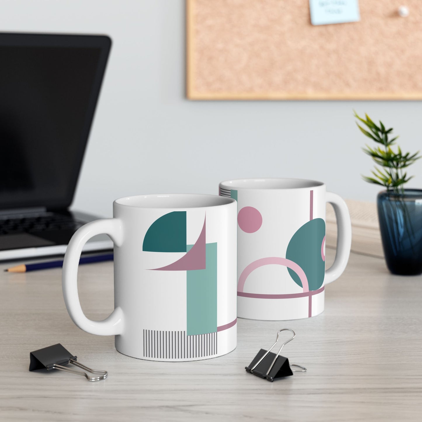 Teal & Mauve Geometric Coffee Mug | 11 oz Mug