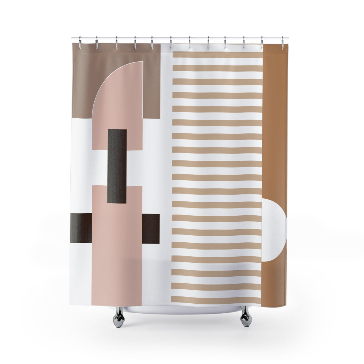 Echo Geometry Shower Curtain — Spatial Rhythm in Neutrals