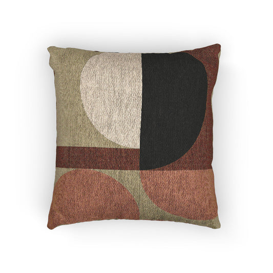 Abstract Geometric Woven Throw Pillow | Mid-Century Modern Color Block Cushion